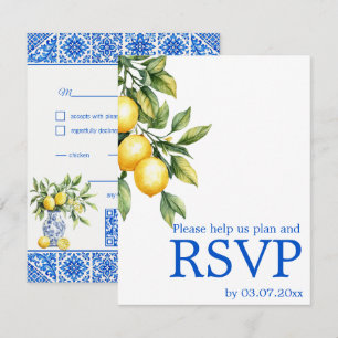 💙🍋Ernährungspräferenzen Azul & Limone Romance RSVP Karte
