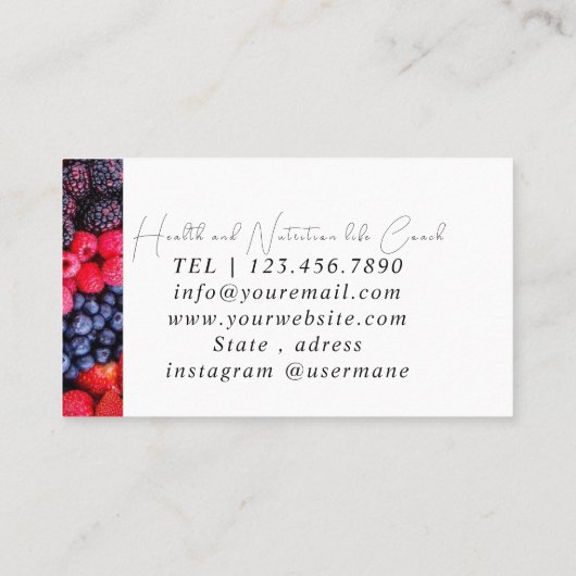 Ernährungstherapeut Gesundheit und Wellness Visitenkarte (Rückseite)