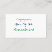 Ernährungswissenschaftler Visitenkarte (Rückseite)