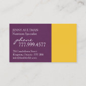 Ernährungswissenschaftler-Visitenkarte Visitenkarte (Rückseite)