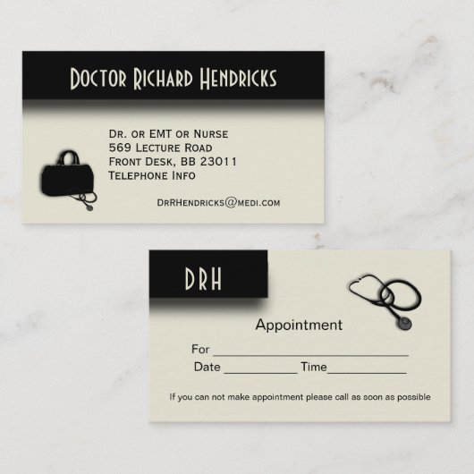 Ernennung des Arztes auf der Rückseite Visitenkarte (Vorne/Hinten)