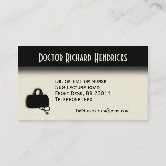 Ernennung des Arztes auf der Rückseite Visitenkarte (Vorderseite)