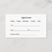 Ernennung des Arztes Visitenkarte (Rückseite)