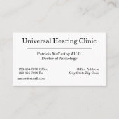 Ernennung des Doktors der Audiologie Visitenkarte (Vorderseite)