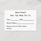 Ernennung eines Arztes für Frauengesundheit Visitenkarte (Rückseite)