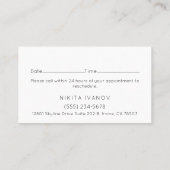 Ernennung eines eleganten Friseur-Salons Visitenkarte (Rückseite)