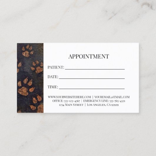 Ernennung eines Tierarztes Visitenkarte (Rückseite)