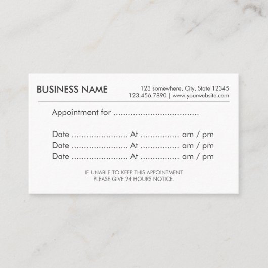 Ernennung Einfache Schlichte Erinnerung Terminkarte (Vorderseite)
