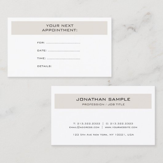 Ernennung Erinnerung Elegantes Design Modern Terminkarte (Vorne/Hinten)