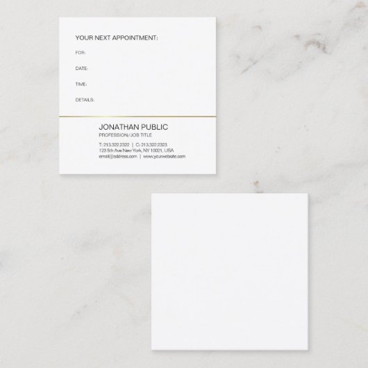 Ernennung Erinnerung Gold Weißes Design Terminkarte (Vorne/Hinten)