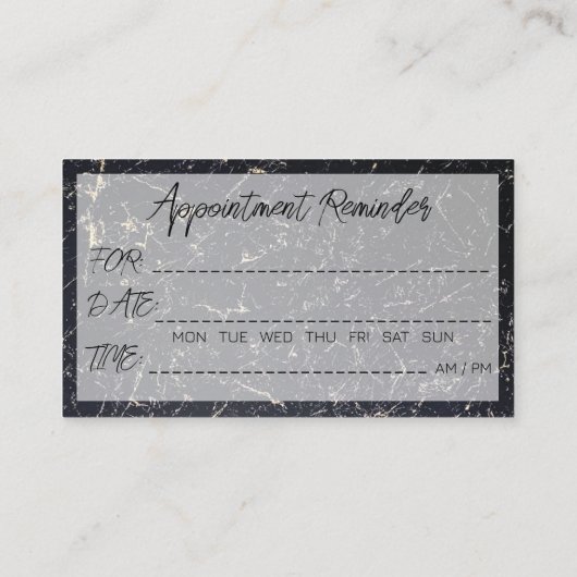 Ernennung Erinnerung Karten Schwarzer Marmor Barbe (Rückseite)