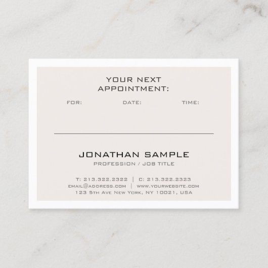 Ernennung Erinnerung Moderne Moderne Elegantes Sch Terminkarte (Vorderseite)