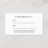 Ernennung Modernes Aquamarines Feather Gold Schere Visitenkarte (Rückseite)