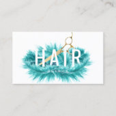 Ernennung Modernes Aquamarines Feather Gold Schere Visitenkarte (Vorderseite)