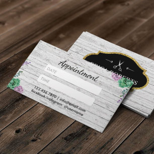 Ernennung von Friseur-Stylist Vintag-Blumenwald Terminkarte