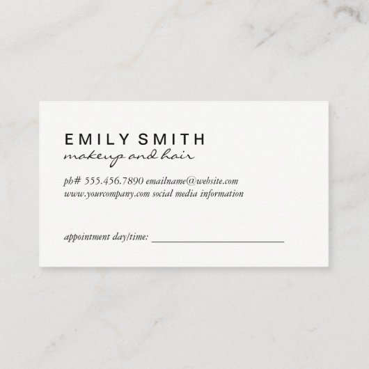 Ernennung von Frisur Stylist Tools Terminkarte (Rückseite)