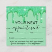 Ernennung von Mädchen für grünen Glitzer Terminkarte (Vorderseite)