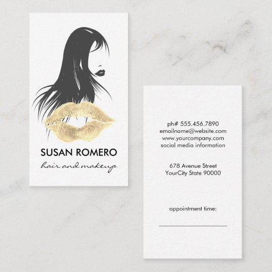 Ernennung von Makeup und Haar Terminkarte (Vorne/Hinten)