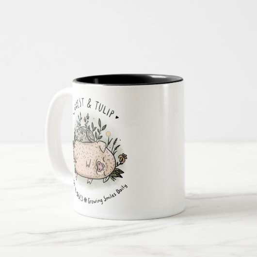 Ernest & Tulip Coffee Tasse - Juggling Daisies (Vorderseite Links)