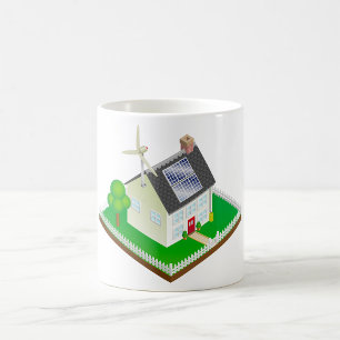 Erneuerbare-Energie-Ökohaus mit Solarmodulen Kaffeetasse