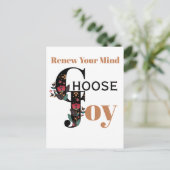 Erneuern Sie Ihren Geist und wählen Sie Freude aus Postkarte (Stehend Vorderseite)