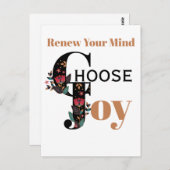 Erneuern Sie Ihren Geist und wählen Sie Freude aus Postkarte (Vorne/Hinten)