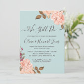 Erneuern wir noch Aqua Blue Blush Floral Einladung (Stehend Vorderseite)