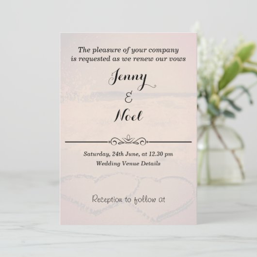 Erneuerung der Sonnenuntergang-Hochzeitsstimmung Einladung (Stehend Vorderseite)