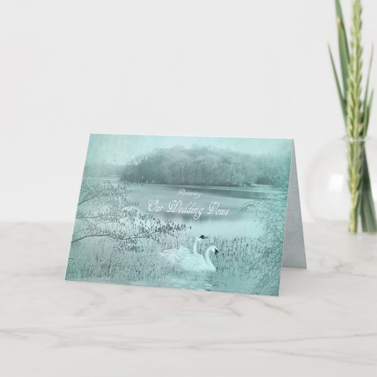 ERNEUERUNG DER VOWS-EINLADUNG - Zwei Schwäne/See Einladung (Vorderseite)