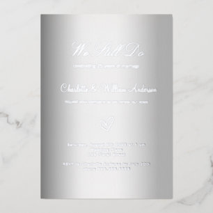 Erneuerung des Eheversprechens in Weiß Silber 25.  Folieneinladung