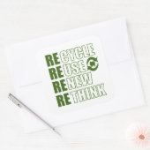 Erneute Neuüberlegung der Wiederverwendung gerecyc Quadratischer Aufkleber (Umschlag)