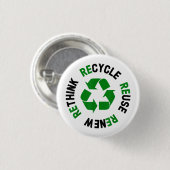 Erneute Nutzung gerecycelt Erdatmosphäre neu überd Button (Vorne & Hinten)