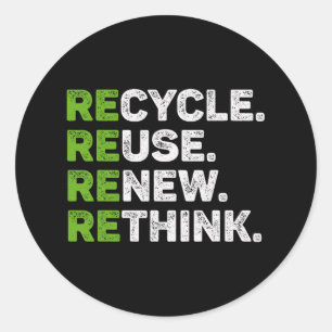 Erneute Nutzung gerecycelt Erdatmosphäre neu überd Runder Aufkleber