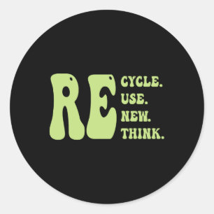 Erneute recycle Groovy Earth Day Niedlich Runder Aufkleber