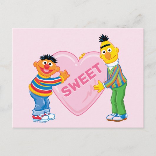 Ernie & Bert Big Valentine's Heart Postkarte (Vorderseite)