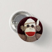 Ernie das Socken-Affe-Gesichts-Button Button (Vorne & Hinten)
