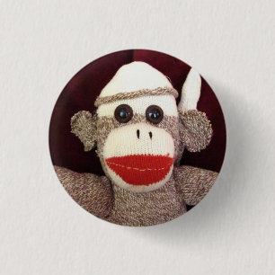 Ernie das Socken-Affe-Gesichts-Button Button