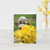 Ernie, den die Socken-Affe-Narzissen kardieren Karte (Gelbe Blume)