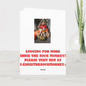 Ernie die Socken-Affe-Halloween-Kürbis-Karte Karte (Rückseite)