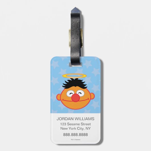 Ernie Smiling Face mit Halo Gepäckanhänger (Rückseite vertikal)