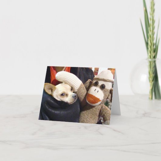 Ernie the Sock Monkey and Chihuahua Card Karte (Vorderseite)