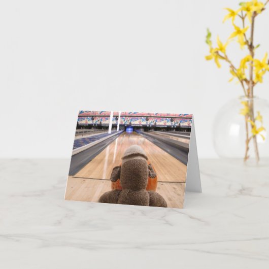 Ernie the Sock Monkey Bowling Note Card Karte (Gelbe Blume)