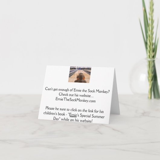 Ernie the Sock Monkey Bowling Note Card Karte (Rückseite)