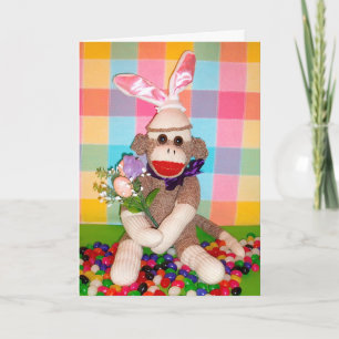 Ernie the Sock Monkey Easter Bouquet Card Feiertagskarte