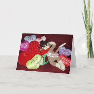 Ernie the Sock Monkey Hearts Feiertagskarte