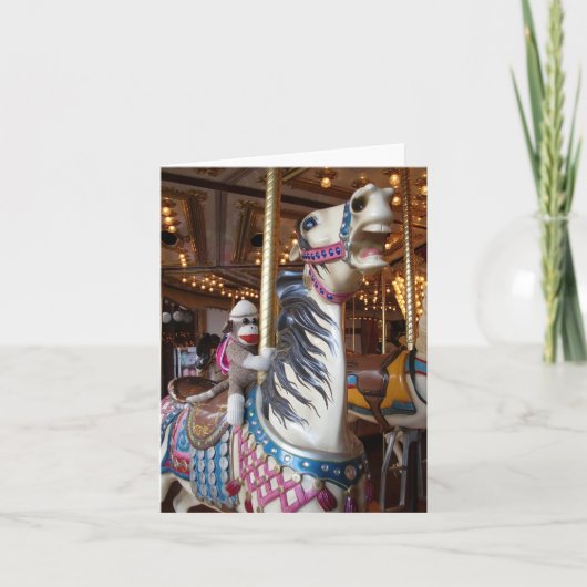 Ernie the Sock Monkey Karussell Horse Note Card Karte (Vorderseite)