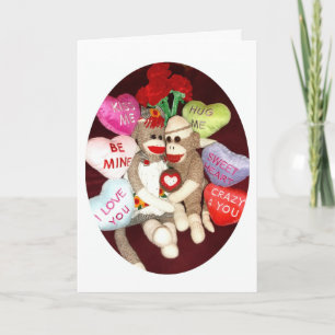 Ernie the Sock Monkey Love Valentine's Day Card Feiertagskarte