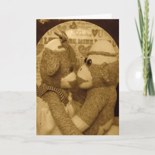 Ernie the Sock Monkey Sepia Valentine's Day Card Feiertagskarte