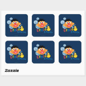 Ernie und Duckie Bubbles Quadratischer Aufkleber (Blatt)