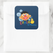 Ernie und Duckie Bubbles Quadratischer Aufkleber (Tasche)